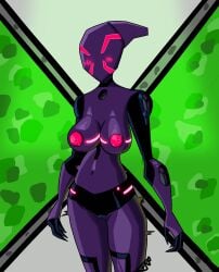 1female alien alien_girl alien_humanoid ben_10 ben_10_omniverse big_breasts bilions black_panties blush cameltoe cartoon_network cybernetics eighteight female female_only fit fit_female full_color genderswap glowing glowing_eyes glowing_markings half-dressed half_naked half_nude looking_at_viewer metallic_body pink_nipples pose poster purple_skin robot robot_girl rule_63 slim slim_waist solo solo_female solo_focus sotoraggian space spacesuit warner_brothers