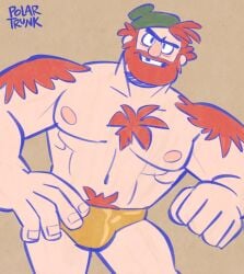 beard bulge chest_hair disney facial_hair gravity_falls hat male male_only manly_dan muscles muscular polartrunk solo solo_male