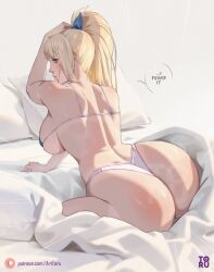 1girls arttoru ass back_view bed big_ass big_breasts big_butt blonde_hair bubble_ass bubble_butt fairy_tail fat_ass female female_only huge_ass huge_butt large_ass large_breasts long_hair lucy_heartfilia panties solo solo_female thick thick_ass thong voluptuous wide_hips