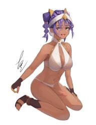 1futa absurdres breasts cleavage clothed clothing dark-skinned_futanari dark_skin erection eremite_(genshin_impact) eremite_desert_clearwater_(genshin_impact) futa_only futanari genshin_impact highres human jeht_(genshin_impact) killme_(artist) kneeling mostly_nude panties panties_aside solo underwear