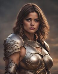 1girls ai_generated armored_female celebrity fantasy female female_only jenna-louise_coleman realistic