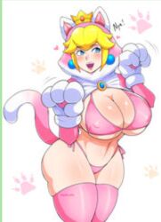 big_breasts bikini cat_ears cat_peach cat_tail furry mario_(series) princess_peach super_mario_3d_world