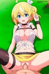 1boy 1girls ai_generated blonde_hair blue_eyes collar commission demens_kippy erect_nipples erect_penis horny_female humanoid jidou_hanbaiki_ni_umarekawatta_ore_wa_meikyuu_wo_samayou lammis_(jihanki) large_breasts looking_at_viewer looking_pleasured male nude_male outdoors pov pussy reborn_as_a_vending_machine,_i_now_wander_the_dungeon sex skirt spread_legs tagme uncensored vaginal_penetration