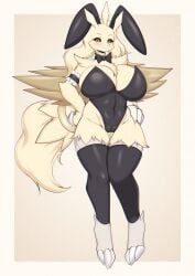 2023 accessory anthro arm_garter arthropod big_breasts biped black_bow_tie black_clothing black_legwear black_leotard black_sclera black_thigh_highs bow_tie breasts bunny_costume camel_toe clothing costume dragon fake_ears fake_rabbit_ears female female_dragon female_pokemon full-length_portrait fur garter generation_5_pokemon hands_on_hips hi_res huge_breasts hybrid insects legendary_pokemon legwear leotard lepidopteran moth navel_outline nintendo pokemon pokemon_(species) portrait radiance_(hollow_knight) reshiram solo tailzkim thigh_highs yellow_body yellow_fur