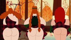 2d 3girls animated ass big_ass blue_eyes blush breasts cleavage clothed daughters_of_the_scotsman edit embarrassed female female_only flora_(samurai_jack) freckles gif ginger ginger_hair going_commando hips isla_(samurai_jack) large_ass legs long_hair looking_at_viewer looking_back maeve_(samurai_jack) multiple_girls nervous_smile no_panties no_penetration only_female orange_hair partially_clothed pigtails presenting_hindquarters pubic_hair pussy rear_view red_hair redhead samurai_jack scottish second-party_source skirt_lift standing tagme thick_thighs unknown_artist video wide_hips wind_lift