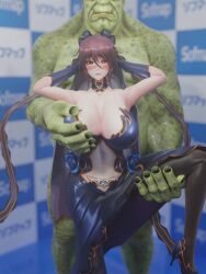 1boy1girl 3d action_taimanin big_breasts blender_(software) breast_grab female huge_ass interspecies light-skinned_female light_skin male mizuki_shiranui orc orc_male sssin2160 succubus taimanin_(series) taimanin_asagi taimanin_asagi_battle_arena taimanin_rpgx taimanin_yukikaze