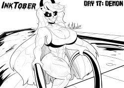 1girls big_breasts breasts busty charlie_morningstar_(hazbin_hotel) demon demon_girl female female_only hazbin_hotel huge_breasts inktober large_breasts looking_at_viewer mrmelted solo