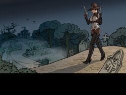 2d female graveyard gun guns jack(witch_hunter_trainer) night witch_hunter_trainer