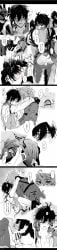 2boys 44dots(artist) absurdres anal arms_around_neck bare_shoulders blush from_behind genshin_impact greyscale highres mating_press monochrome multiple_boys tall_image tartaglia_(genshin_impact) vertical_comic yaoi zhongli_(genshin_impact)