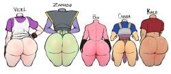 2girls 3boys ass ass_comparison ass_size_chart big_ass blackwhiplash both_sexes_in_same_situation bwl cabba character_sheet cropped_legs dragon_ball dragon_ball_super dragon_ball_z female femboy green_skin headless huge_ass huge_butt kale kid_buu male multiple_boys multiple_girls pink_skin tagme thick_thighs videl wide_hips zamasu