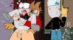 anal_sex angry_sex blushing crossover cuphead cuphead_(game) eddsworld eighteen forced gay_domination gay_sex mugman tagme tongue_out tord yaoi