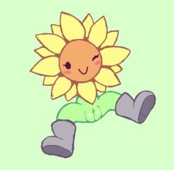 boots plant plant_girl pussy screwroot simple_eyes simple_face smiling sunflower