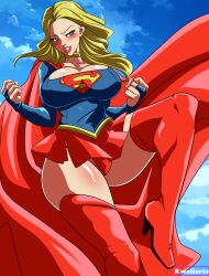 2d_(artwork) ass big_ass big_breasts blonde_hair blonde_hair blue_eyes blush blush boots breasts bubble_butt cape choker cleavage dc dc_comics fat_ass flying huge_ass huge_breasts kara_danvers kara_zor-el kwaiiarts large_ass large_breasts legs long_hair looking_pleasured miniskirt muscular_legs panties panties_peek pleasure_face posing skirt smile supergirl thick thick_ass thick_thighs