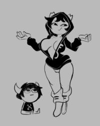 a-gal agal1502 almost_naked hiveswap homestuck hoodie inner_boob joey_claire open_hoodie shorter_male taller_girl thin_waist visible_pussy wide_hips xefros_tritoh