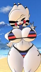 2020s 2023 3d 3d_model beach big_breasts big_butt bikini bikini_bottom bikini_top black_sclera blue_sky cally3d clazzey cryptiacurves evil_grin evil_smile fazclaire's_nightclub five_nights_at_freddy's five_nights_at_freddy's_2 fnaf fredina's_nightclub grin hi_res high_resolution highres huge_breasts large_breasts marie_(cally3d) marie_(cryptia) marionette_(fnaf) peace_sign puppet_(cally3d) puppet_(fnaf) scottgames smile solo tagme thick thick_thighs tongue tongue_out voluptuous voluptuous_female vrchat vrchat_avatar vrchat_model white_body white_pupils white_skin wide_hips