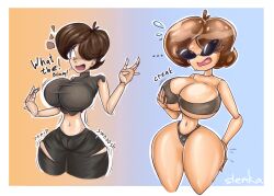 big_breasts bikini bimbo breasts doll female female huge_ass huge_breasts knick_knack pixel_art slemka smile sunglasses sunnification thick_thighs thin_waist transformation transformation_sequence wide_hips