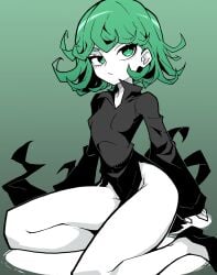 1girls akableak female female_only green_eyes green_hair one-punch_man pale-skinned_female pale_skin petite petite_body tagme tagme_(artist) tatsumaki thick_thighs thighs thin tight_clothing