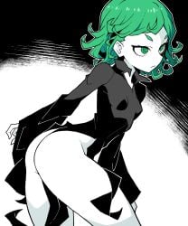 1girls akableak artist_request ass ass big_butt female female_only green_eyes green_hair one-punch_man pale-skinned_female pale_skin petite petite_body tagme tagme_(artist) tatsumaki thick_thighs thighs thin tight_clothing