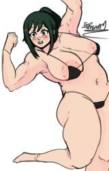 1girls areolae areolae_slip armpits arms_up big_ass big_breasts black_bra black_panties blush boku_no_hero_academia bra breasts female female_only flexing_arms flexing_bicep green_eyes green_hair inko_midoriya light-skinned_female light_skin long_hair lsfruna mature mature_female midoriya_inko milf my_hero_academia nipples open_mouth panties pink_nipples ponytail pose posing posing_for_the_viewer puffy_nipples signature smile smiling smooth_skin solo solo_female standing_on_one_leg thick_ass thick_thighs tied_hair underwear white_background