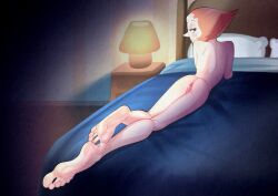 2023 2d anus ass barefoot bed color_edit feet female foot_fetish foot_focus gem gem_(species) lamp no_penetration nude pearl_(steven_universe) pussy solo solo_female steven_universe tagme xu53r