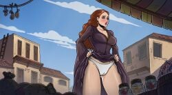 a_song_of_ice_and_fire blush flashing flashing_panties game_of_thrones manitu outdoors panties public_exposure sansa_stark skirt_lift upskirt