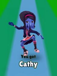 3d_model cathy_(subway_surfers) monster_girl no_panties no_panties_under_skirt pussy schoolgirl schoolgirl_uniform spread_legs subway_surfers upskirt