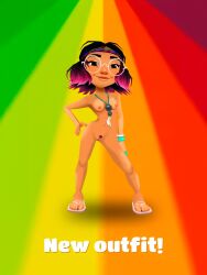 2d breasts glasses hippie jenny_(subway_surfers) naked naked_female pink_hair pussy subway_surfers