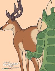 2023 anthro anthro_on_feral antlers anus ass biped brown_body brown_fur claws deer digital_media_(artwork) dragon duo feral finger_claws fur green_body green_scales hand_on_leg hand_on_thigh hi_res horn lizardlars looking_at_another looking_back looking_back_at_another looking_back_at_partner male male/male male_on_anthro male_on_feral mammal multicolored_body multicolored_fur quadruped scales scalie simple_background smile spitey tan_background tan_body tan_fur two_tone_body two_tone_fur zoophilia