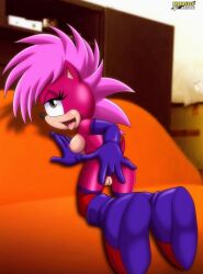 1girls anal_fingering anal_masturbation anthro boots breasts female gloves gloves_and_boots_only hedgehog masturbation mobian_(species) mobius_unleashed palcomix purple_hair pussy rodent solo sonia_the_hedgehog sonic_(series) sonic_the_hedgehog_(series) tongue tongue_out