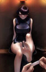 1girls barefoot cat_ears feet foot_fetish komi-san_wa_komyushou_desu komi_shouko looking_at_viewer nikishiko pov_eye_contact pov_feet smell smelly smelly_feet soles solo solo_female steam steamy_feet tagme_(character) toes