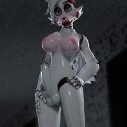 3d_(artwork) animatronic balls breasts cinema4d erection five_nights_at_freddy's five_nights_at_freddy's_2 fnafgamern fox futa_only futanari looking_at_viewer mangle_(fnaf) nipples penis robot solo_focus