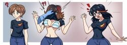 1girls breast_expansion da-fuze female gender_transformation huge_breasts kill_la_kill male matoi_ryuuko mtf_transformation senketsu shirt shirt_lift slemka transformation