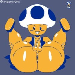 1boy 8-bit ass balls big_ass big_butt bottomless full_body fungi_fauna fungi_humanoid fungus humanoid male male_only mario_(series) non-human pixel_art simple_background testicles toad_(mario) xmelomor24x