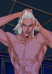 1boy jojo's_bizarre_adventure leone_abbacchio male male_only solo tying_hair vento_aureo