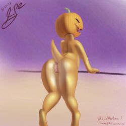 2023 anus ass blep breasts dated digital_drawing_(artwork) digital_media_(artwork) digitigrade english_text female food fruit genitals hi_res jack-o'-lantern kobold non-mammal_breasts nude orange_body pink_anus pink_pussy pinup plant plump_labia pose presenting presenting_hindquarters pumpkin pussy raised_tail rear_view scalie shaded short_tail signature soft_shading solo spe tail tapering_tail text thick_tail thick_thighs tongue tongue_out