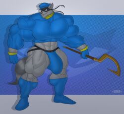 anthro anthro_only bulge flaccid furry gab_art huge_bulge male male_only muscles muscular muscular_arms muscular_male muscular_thighs sly_cooper sly_cooper_(series) solo solo_male