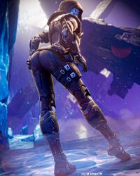 3d 3d_model armor ass bending_forward bent_over blue_eyes bungie butt butt_focus cloak destiny_(game) destiny_2 elsie_bray exo exo_stranger exoskeleton female female_focus female_only glowing_eyes hood humanoid jchan_(artist) jculturedtm looking_at_viewer looking_back presenting presenting_ass presenting_hindquarters rear_view robot robot_girl solo solo_female solo_focus tight_clothing tight_fit tight_pants