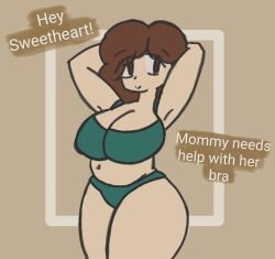 big_breasts brassiere huge_breasts incest mommy mother mother_and_son short_hair