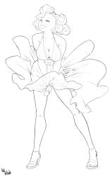 1futa bent_over big_breasts big_penis black_and_white bottomless breasts clothed clothing erection futa_only futanari hobb human marilyn_monroe mostly_clothed penis sketch solo standing the_seven_year_itch