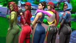 3d 5girls accurate_art_style ass beyondthemaze big_ass big_butt capcom chun-li chun-li_(fortnite) crossover dc dc_comics epic_games female female_only fortnite fortnite:_battle_royale fully_clothed loserfruit lynx_(fortnite) poison_ivy rear_view ruby_(fortnite) street_fighter take_your_pick