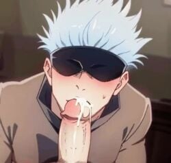 2boys ai_generated biting_penis blindfold blowjob blush cock cum dick face_closeup gay gay_sex gilxxgamesh jujutsu_kaisen licking male male_only penis pov satoru_gojo sucking sucking_penis tagme video white_hair yaoi