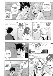 1boy 1girls 3boys after_sex bed blush buthikireta couple izuku_midoriya multiple_boys my_hero_academia ochako_uraraka straight wholesome