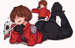 1boy ass breadcatta brown_hair bubble_butt dedsecks dedsecks_(character) doomposting femboy gay nostrafort tongue_out twink