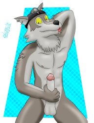 dani_(artist) epic_games fortnite furry genitals male male_only masturbation penis pose sole_male solo_male wendell wendell_(fortnite) wolf