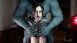 1girls 3d ahe_gao animated bad_end bouncing_breasts breast_fondling breast_grab breast_hold breast_squeeze breast_squish choking claire_redfield defeat defeated erozilx from_behind huge_breasts latex_bodysuit monster mr_x rape resident_evil resident_evil_2 resident_evil_2_remake rough_sex saliva_string sex sex_from_behind size_difference sound tagme tongue_out video