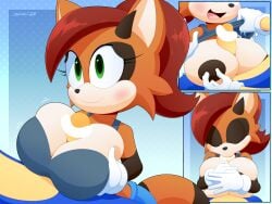 breasts clothed_sex huge_breasts oc original_character paizuri paizuri_under_clothes partial_male penis semi_clothed slickehedge smile sonic_(series) sonic_oc sonic_the_hedgehog sonic_the_hedgehog_(series) sucking