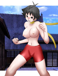 1girls bike_shorts female fighting_stance makoto_(street_fighter) mokusa round_breasts spats street_fighter tagme tight_pants tomboy topless topless_female