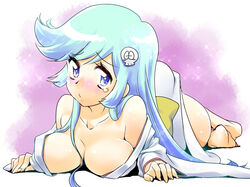 1girls 2011 blush breasts cleavage dororon_enma-kun female hair_ornament japanese_clothes large_breasts long_hair lying princess skull_hair_ornament tachikawa_negoro tear yuki_onna yukiko_hime