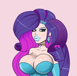 1girls annon big_breasts big_lips bimbo bimbo_lips breasts cleavage earrings female female_focus female_only huge_lips lipstick makeup my_little_pony purple_hair rarity_(mlp) round_breasts solo thick_lips