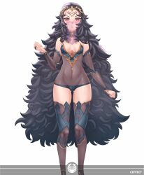 1girls ass_visible_through_thighs bare_thighs black_hair blue_panties breasts bride crazzeffect detached_sleeves facial_mark female female_only fire_emblem fire_emblem_fates frown full_body high_heels long_black_hair long_hair looking_at_viewer mouth_veil nintendo nyx_(fire_emblem) panties pink_eyes see-through sideboob small_breasts solo standing thighhighs thighs underwear veil very_long_hair white_background